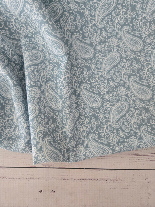 Seafoam Paisley & Vines Opaque Petite Swiss Dot 100% Polyester {by the half yard}