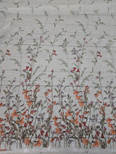 White Wildflower Floral Border Swiss Dot Chiffon {by the yard}