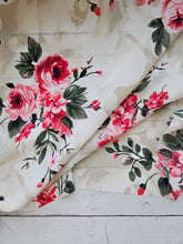 Tan & Bright Pink Romantic Floral {by the half yard}