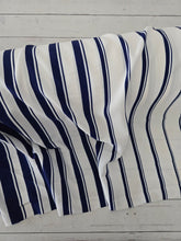 White & Bright Navy Gradual Stripes Silky Polyester {by the half yard}