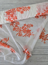 White & Bright Coral Floral Chiffon {by the half yard}
