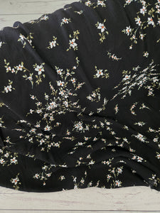 Black Viny Floral Rayon Crepe {by the half yard}