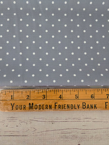 Blue Gray Polka Dots Poly Slub {by the half yard}