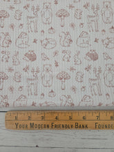 Exclusive Design- Creamy Tan Woodland Friends Print Textured Knit {by the half yard}