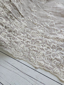 Tan & Cream Embroidered Cotton {by the half yard}