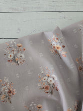 Exclusive Design- Light Tan Small Meadow Floral Collection Print Opaque Swiss Dot 100% Polyester {by the half yard}