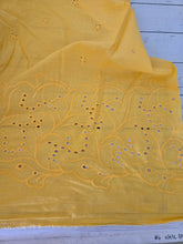 Daffodil Yellow Embroidered Border Cotton {by the half yard}