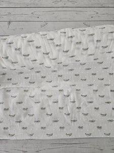 Exclusive Design- Ivory Boat Print Swiss Dot Cotton {by the half yard}