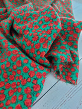 Emerald Green & Rust Petite Floral Rayon Crepe {by the half yard}