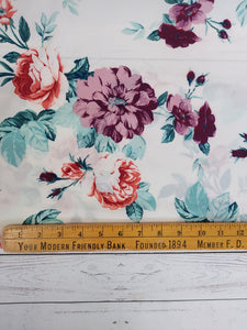 **Ivory  & Plum Floral Bubble Crepe** {by the half yard}