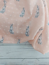 Exclusive Design- Peach Bunnies Swiss Dot & Stripe Cotton {by the half yard}