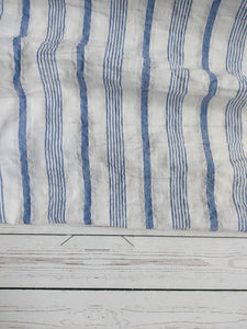 White & Blue Stripe Puckered Cotton Blend {by the half yard}