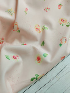 Exclusive Design- Light Pink Single Rose Floral {by the half yard}