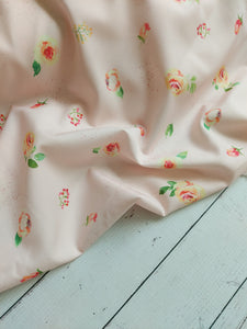Exclusive Design- Light Pink Single Rose Floral {by the half yard}