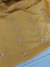 Mustard Embroidered Cotton {by the half yard}