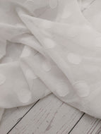 White Polka Dot Crosshatch Chiffon {by the half yard}