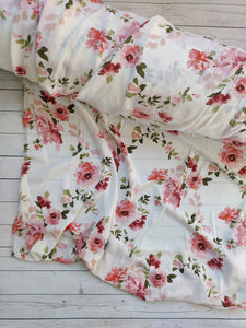 White Watercolor Floral {by the half yard}