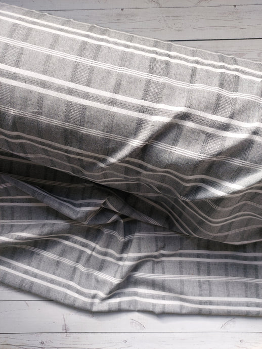 Gray Plaid Textured Cotton Linen Blend {by the half yard}