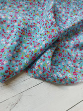 Blue & Pink Ditzy Floral Rayon Challis {by the half yard}