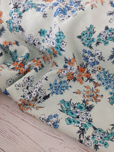 Exclusive Design-  Green & Blue Ditzy Floral Opaque Swiss Dot 100% Polyester {by the half yard}