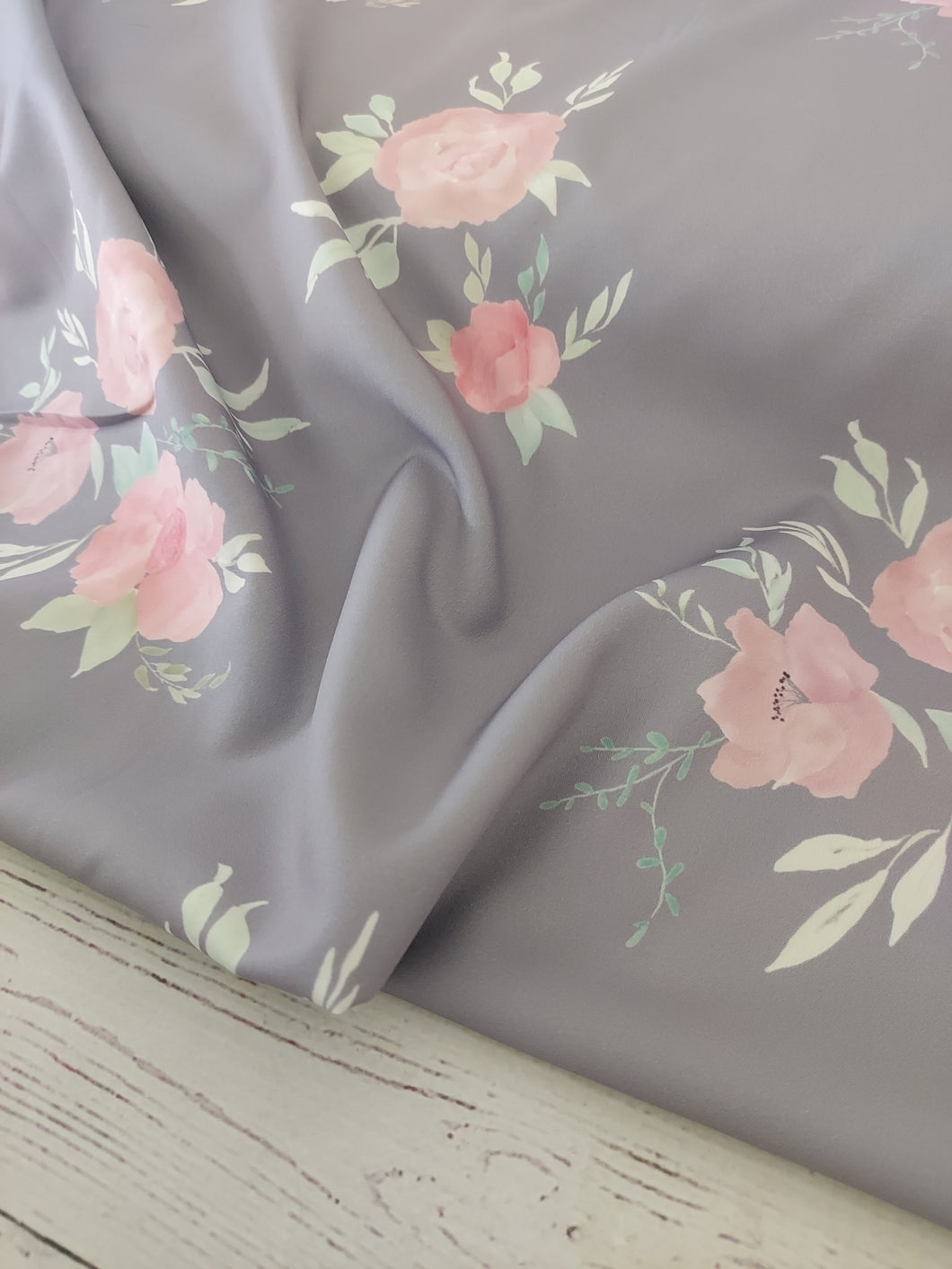 Exclusive Design- Gray & Pink Floral {by the half yard}