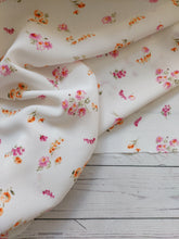 White & Pink Floral Print Polyester {by the half yard}