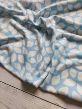 Blue & White Petal Print Double Brushed Poly (DBP) Knit {by the half yard}