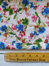 Blue & Pink Floral Polyester {by the half yard}